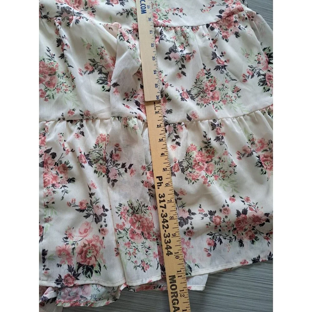 Penelope Rose Floral Maxi Dress XL Lace Trimmed Boho Long Sleeve Tiered Buttons - Picture 10 of 12